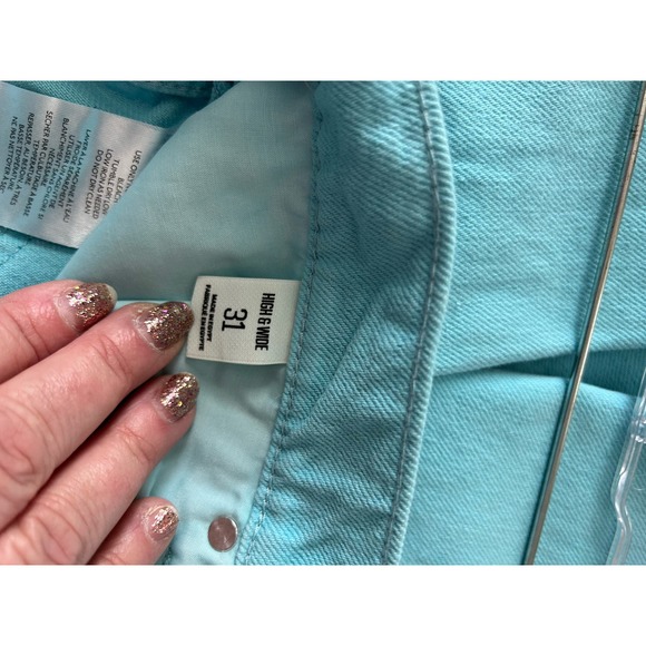 Vibrant Urban Outfitters BDG Women’s High & Wide Jean Retro Turquoise NEW Sz 31 - Picture 6 of 8
